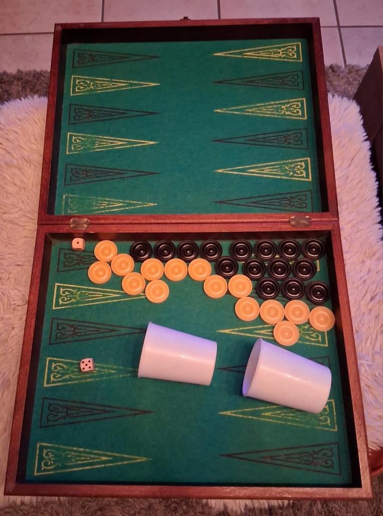 vintage houten backgammon spelset, Collections, Machines | Machines à sous, Enlèvement