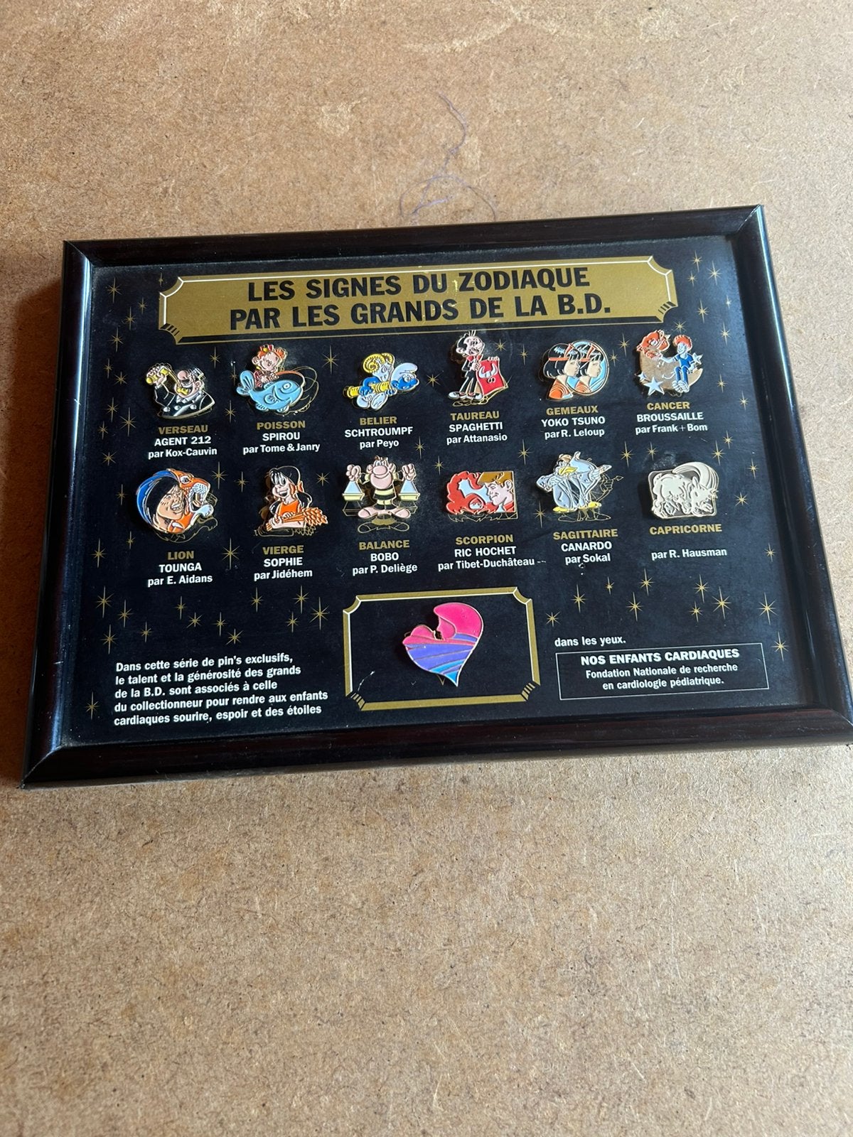 Cadre 13 pin’s les signes du zodiaque par les grands dela Bd, Enlèvement ou Envoi, Utilisé, Figurine, Insigne ou Pin's