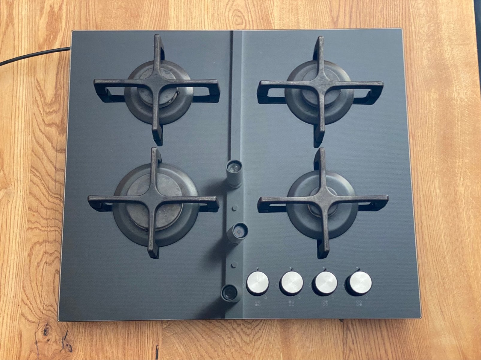 Taque de cuisson au gaz 4 brûleurs en verre noir, Enlèvement, Utilisé, Gaz