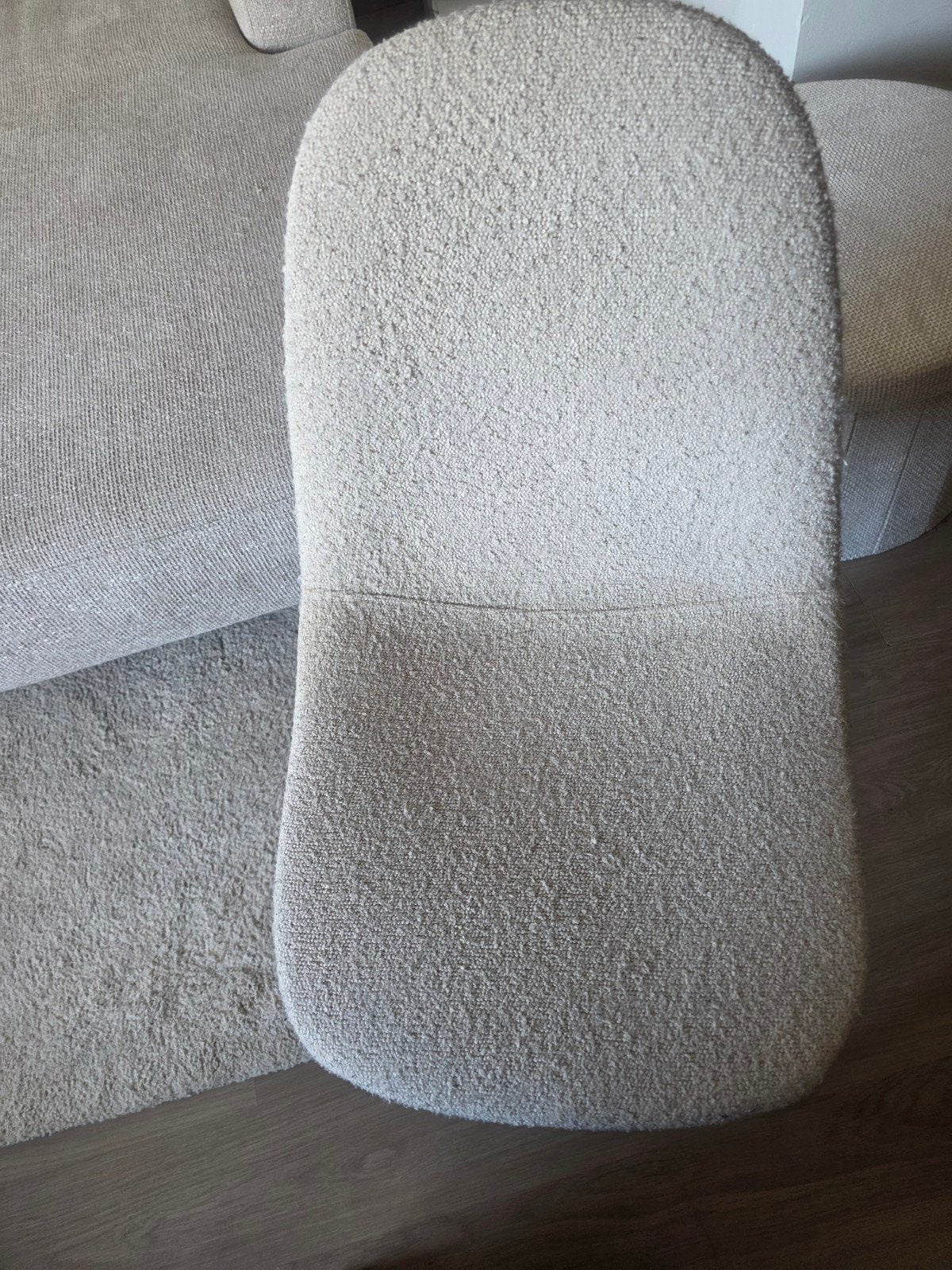6 bouclé eetkamer stoelen, Huis en Inrichting, Ophalen