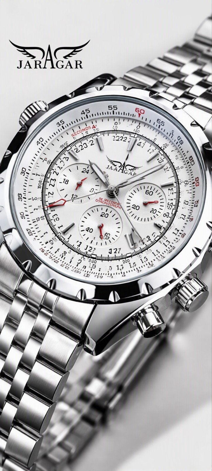 Montre Homme Chronographe Acier Inoxydable, Envoi, Neuf, Blanc