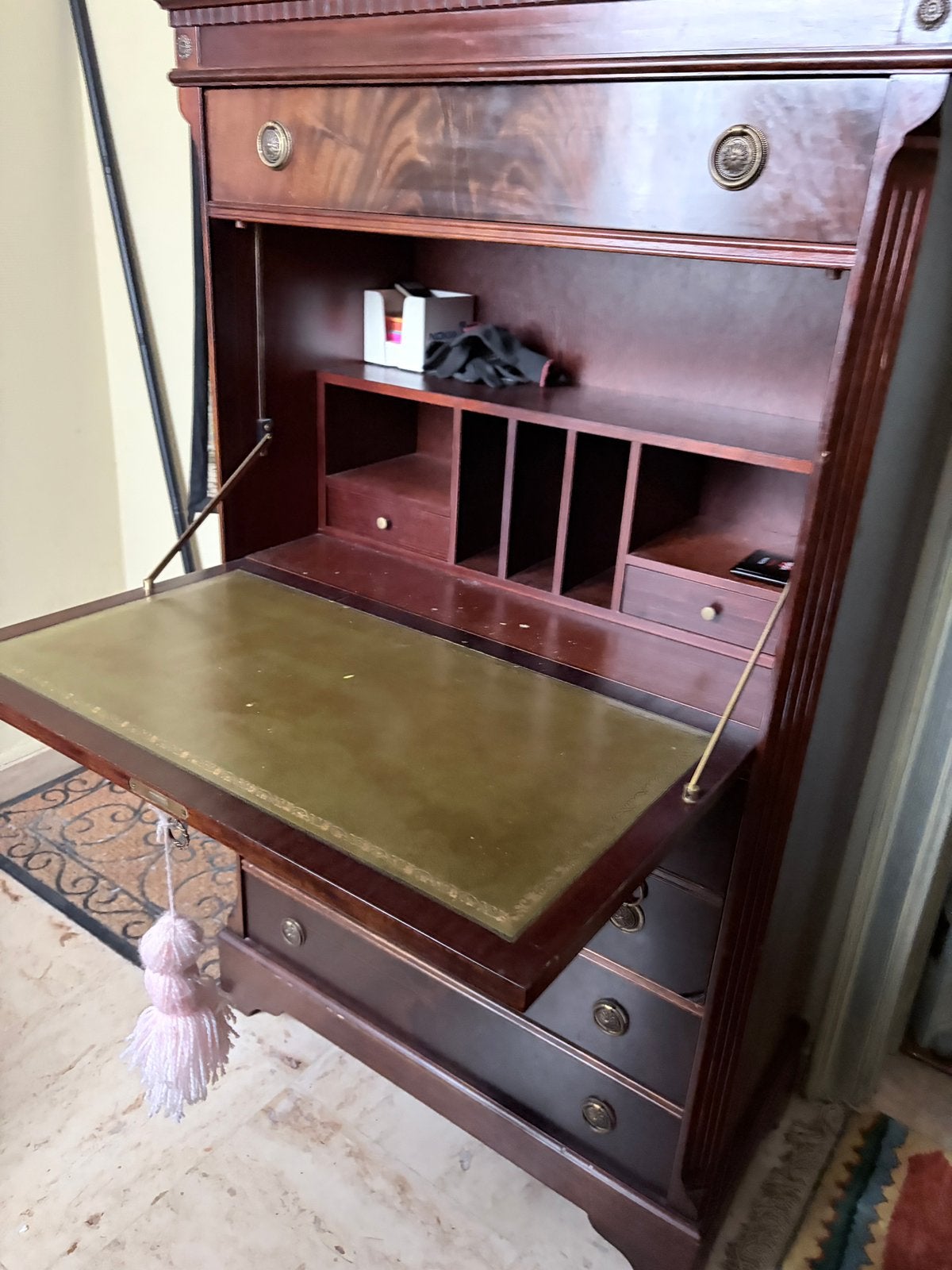 Secretaire kast uit mahoniehout, Ophalen, Gebruikt, Klassieke Empire/Georgian-revival