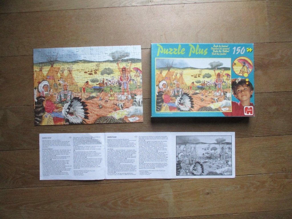 Indianen puzzel zoek de fout 150puzzel stuks jumbo, zeldzaam, Ophalen of Verzenden, Meer dan 50 stukjes, Zo goed als nieuw
