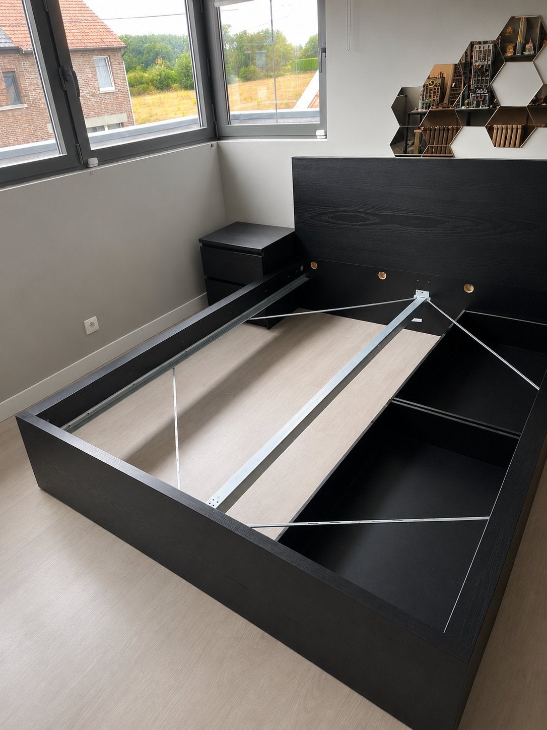 Bed met nachtkastje prima staat!, Tijdloos, stijlvol, modern, strak, rustiek, landelijk, Comme neuf, Enlèvement, 200 cm