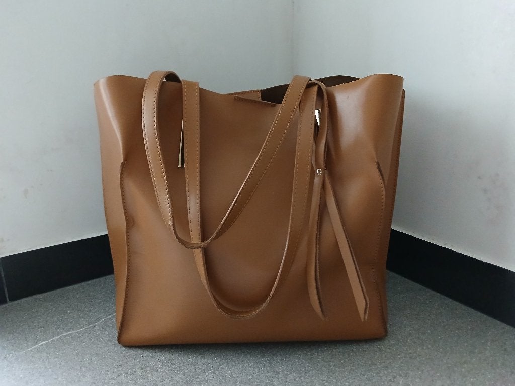 Schoudertas dames leder, Overige merken, Gebruikt, Bruin, Ophalen of Verzenden