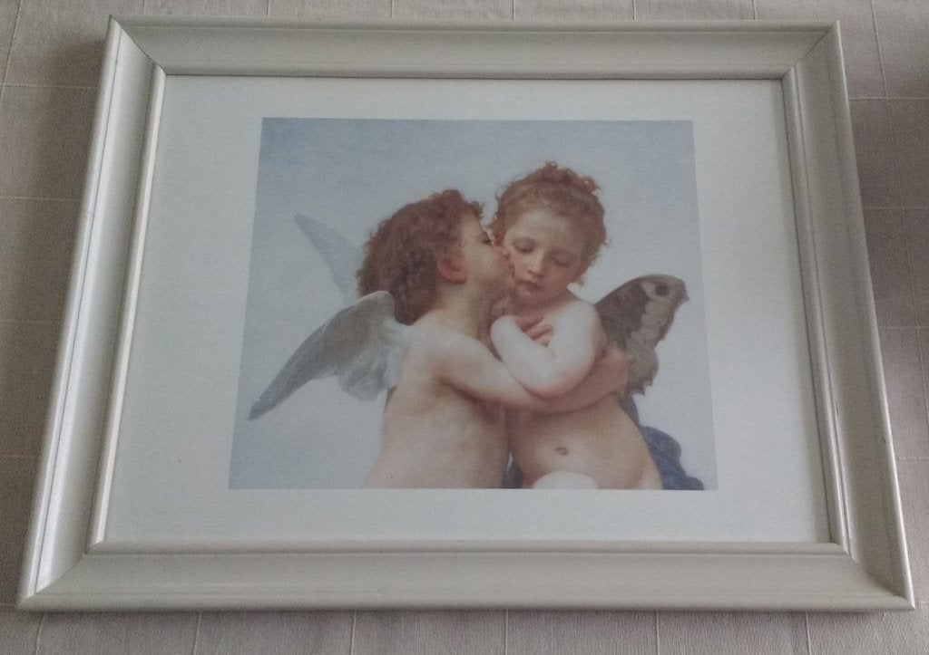 Ingekaderde artprint: Cupido en Psyche als kinderen, Ophalen, Zo goed als nieuw