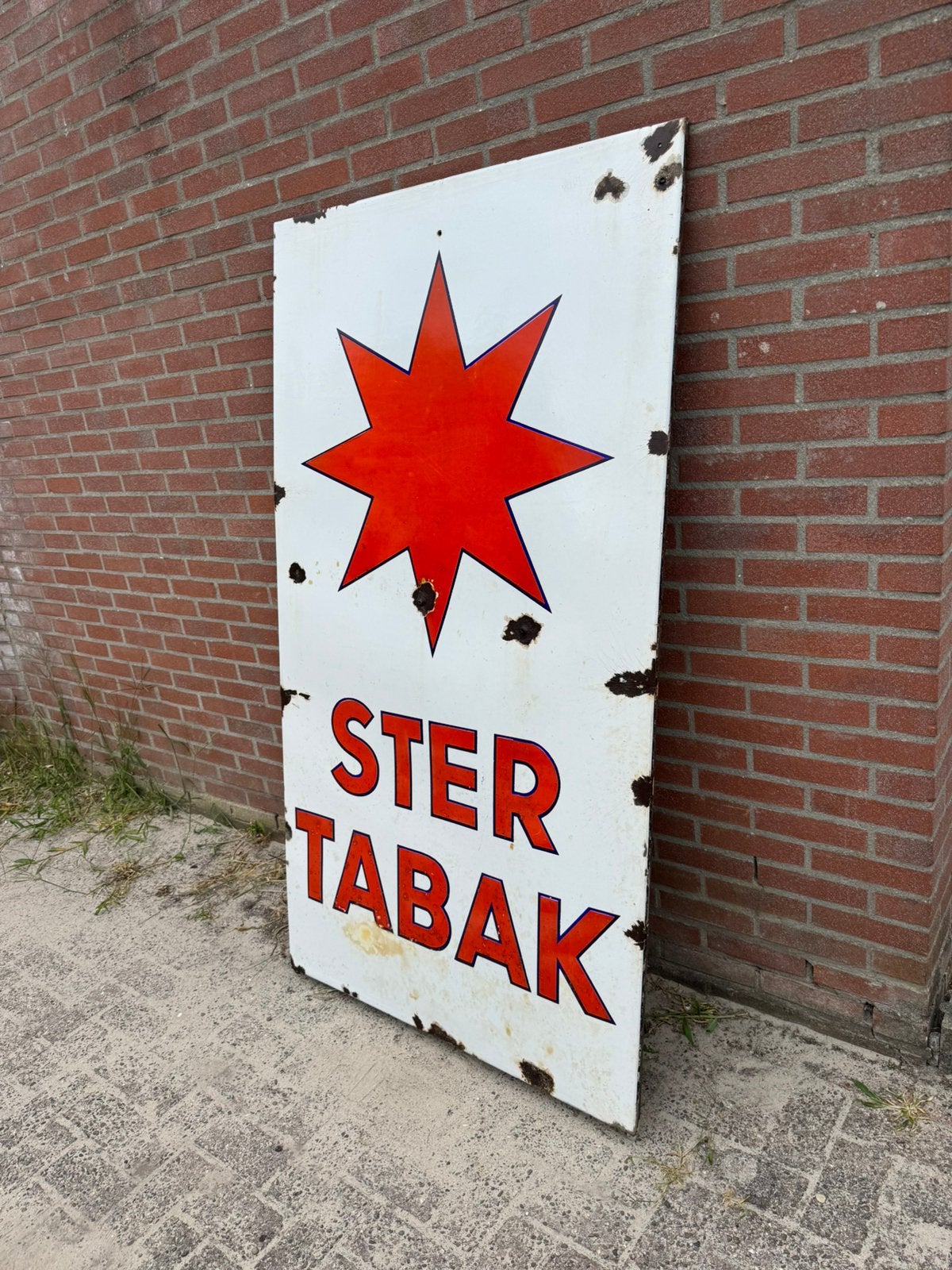 Groot Ster Tabak emaille reclamebord, Ophalen, Gebruikt, Reclamebord