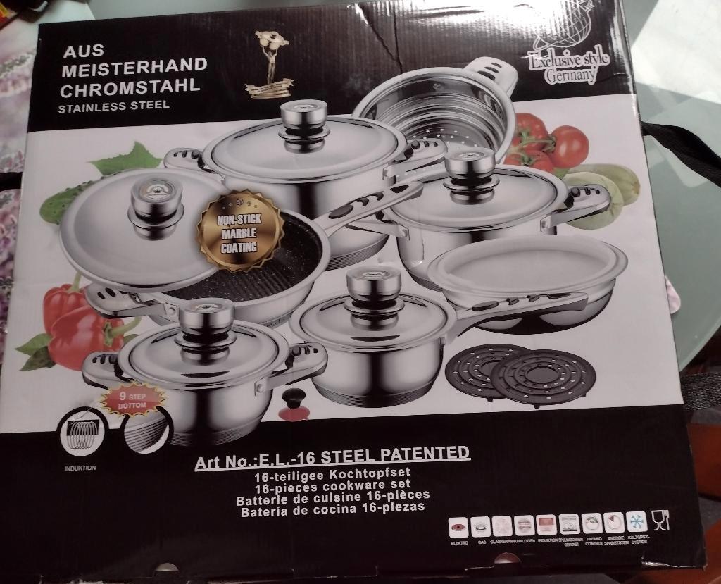 Ustensiles de cuisine 16 pièces en Acier inoxydable 18/10, Ophalen, Inox, Nieuw, Pannenset