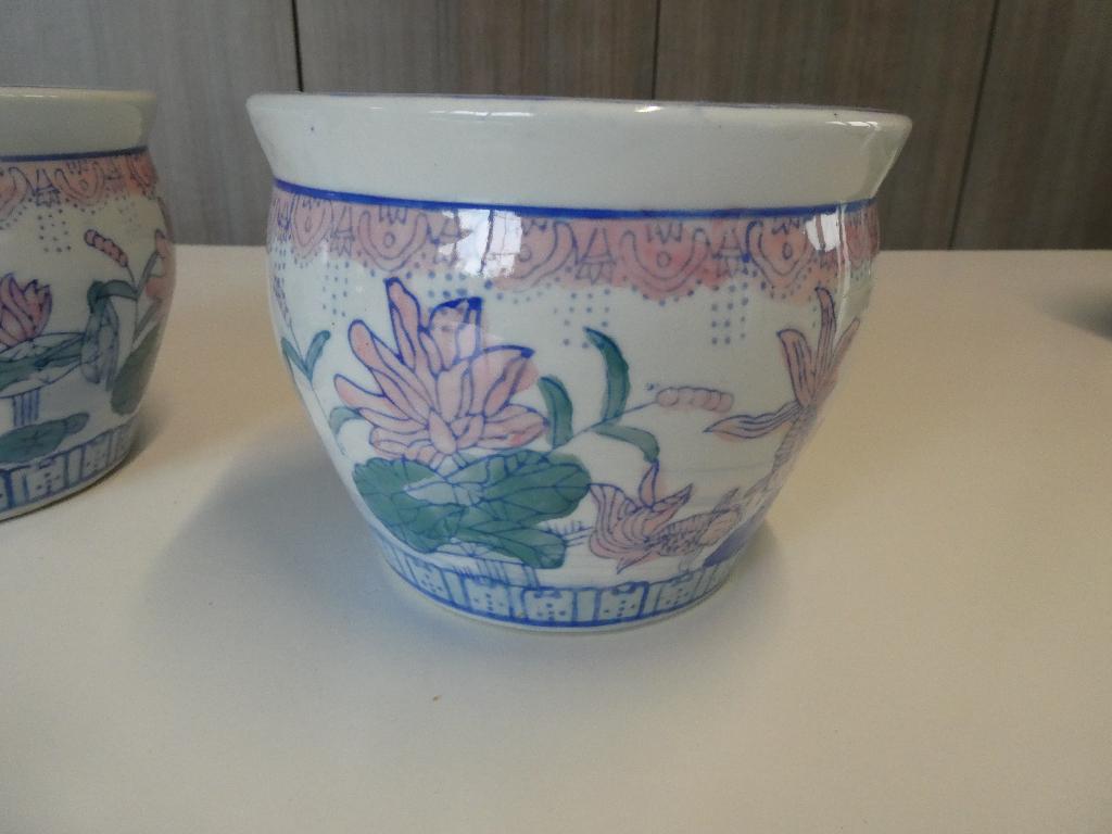 Pots de fleurs en porcelaine chinoise, Enlèvement ou Envoi, Moins de 25 cm, Rond, Comme neuf
