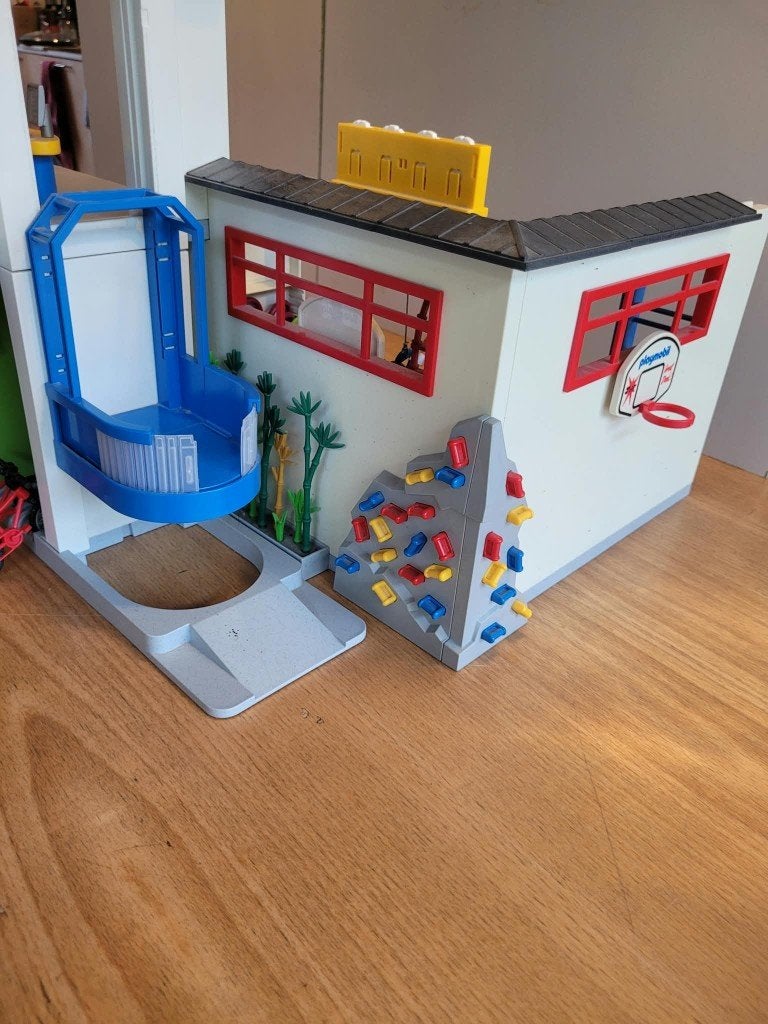 École playmobil+salle de gym, salle d'histoire et de chimie, Utilisé, Autres types, City life, Kit complet