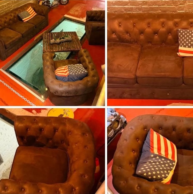 Ensemble Chesterfield en Alcantara, Maison & Meubles, Enlèvement, Comme neuf, Autres matériaux