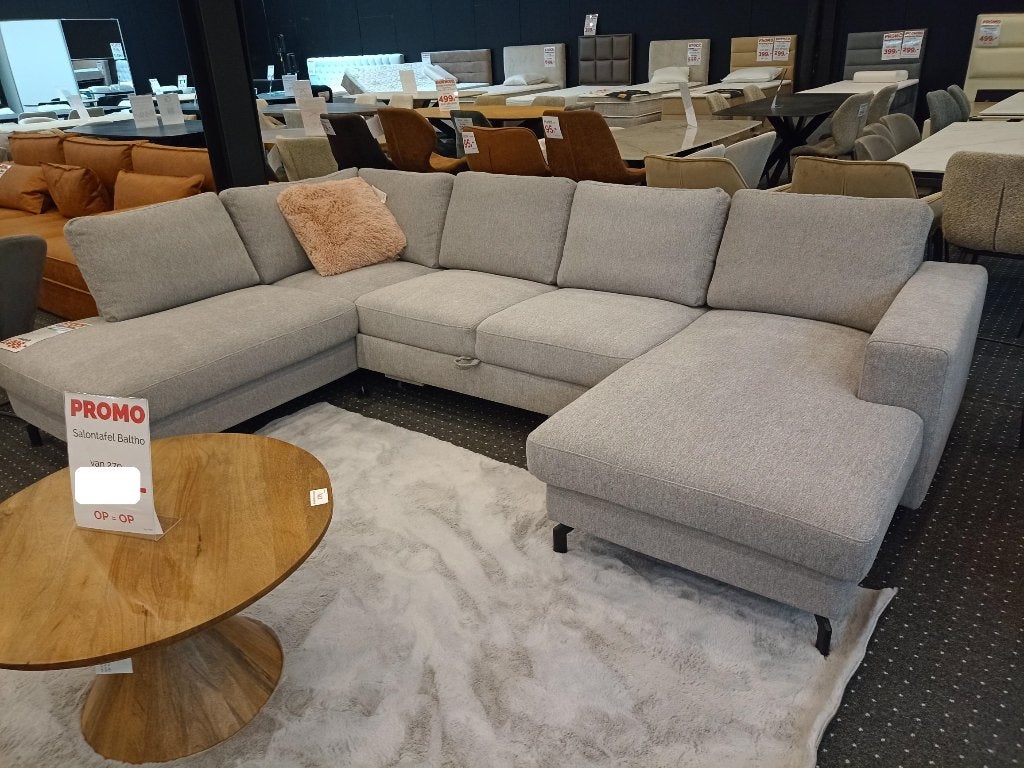 5FI Diano Hoekzetel NIEUW Grijs stof 304x198x148cm +Levering, Huis en Inrichting, Ophalen of Verzenden, Vierpersoons of meer, 300 cm of meer