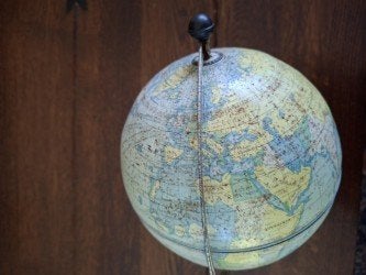 interieur vintage wereldbol, Huis en Inrichting, Ophalen, Draaibaar, Gebruikt, Fysische wereldbol