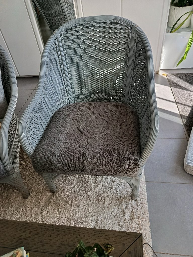 2 fauteuils en rotin gris — rotin naturel offerts, Maison & Meubles, 75 à 100 cm, Enlèvement, Utilisé, Bois