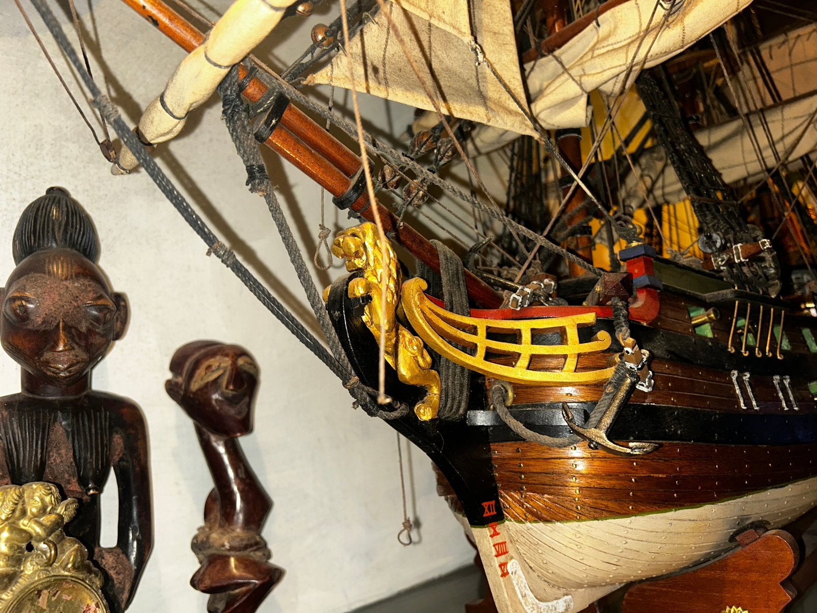 Te koop: groot houten scheepsmodel “COLBERT”, Ophalen, Hout, Handgemaakt