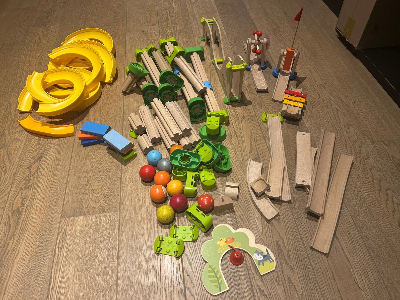 Haba kullerbu knikkerbaan, Ophalen, Gebruikt