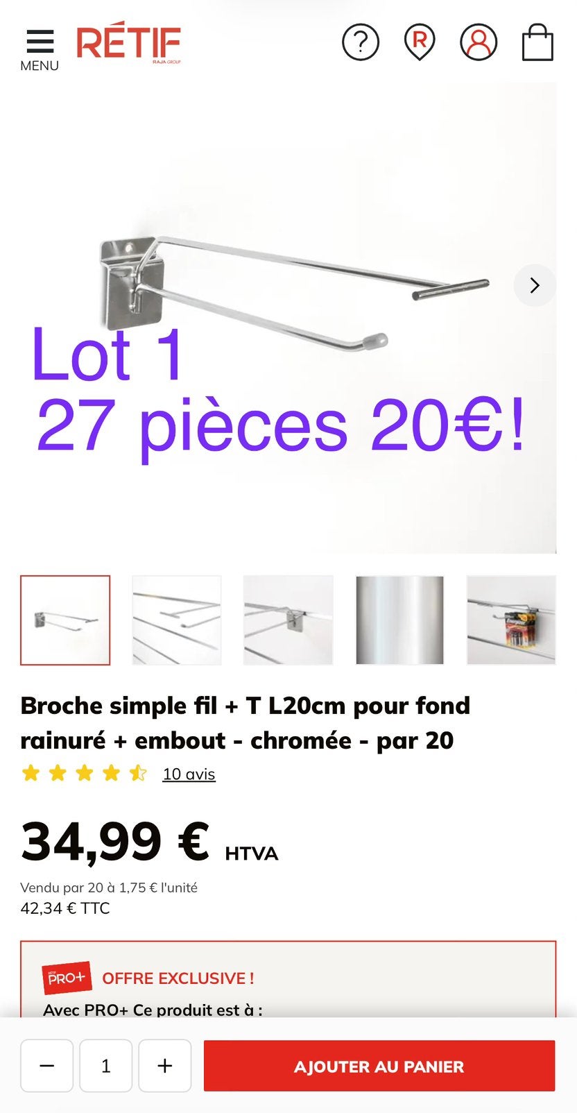 Broches et matériel RETIF pour panneaux rénurés, Articles professionnels, Enlèvement