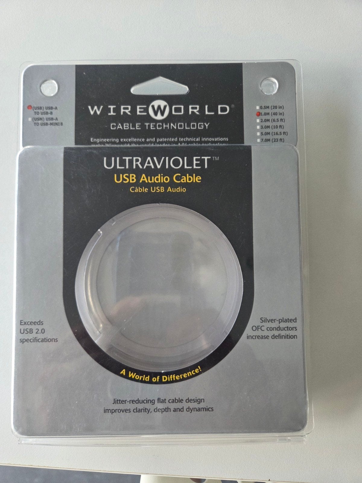 Wireworld Ultraviolet USB Audio Cable 1,0 m USB-A vers USB-B, Enlèvement ou Envoi, Comme neuf