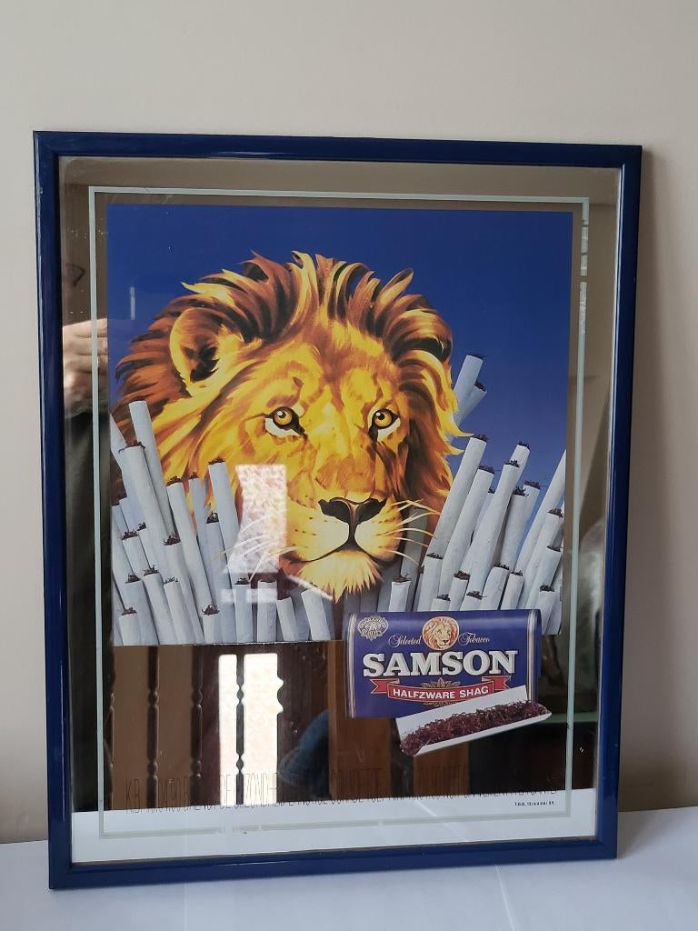 Miroir Publicitaire Vintage Samson - Tabac Halfzware Shag, Enlèvement ou Envoi