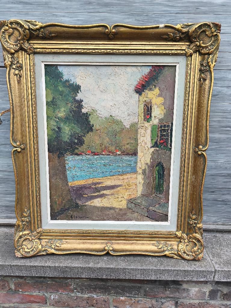 Huile sur toile signe Armand lacour, Antiquités & Art, Art | Peinture | Classique, Enlèvement ou Envoi