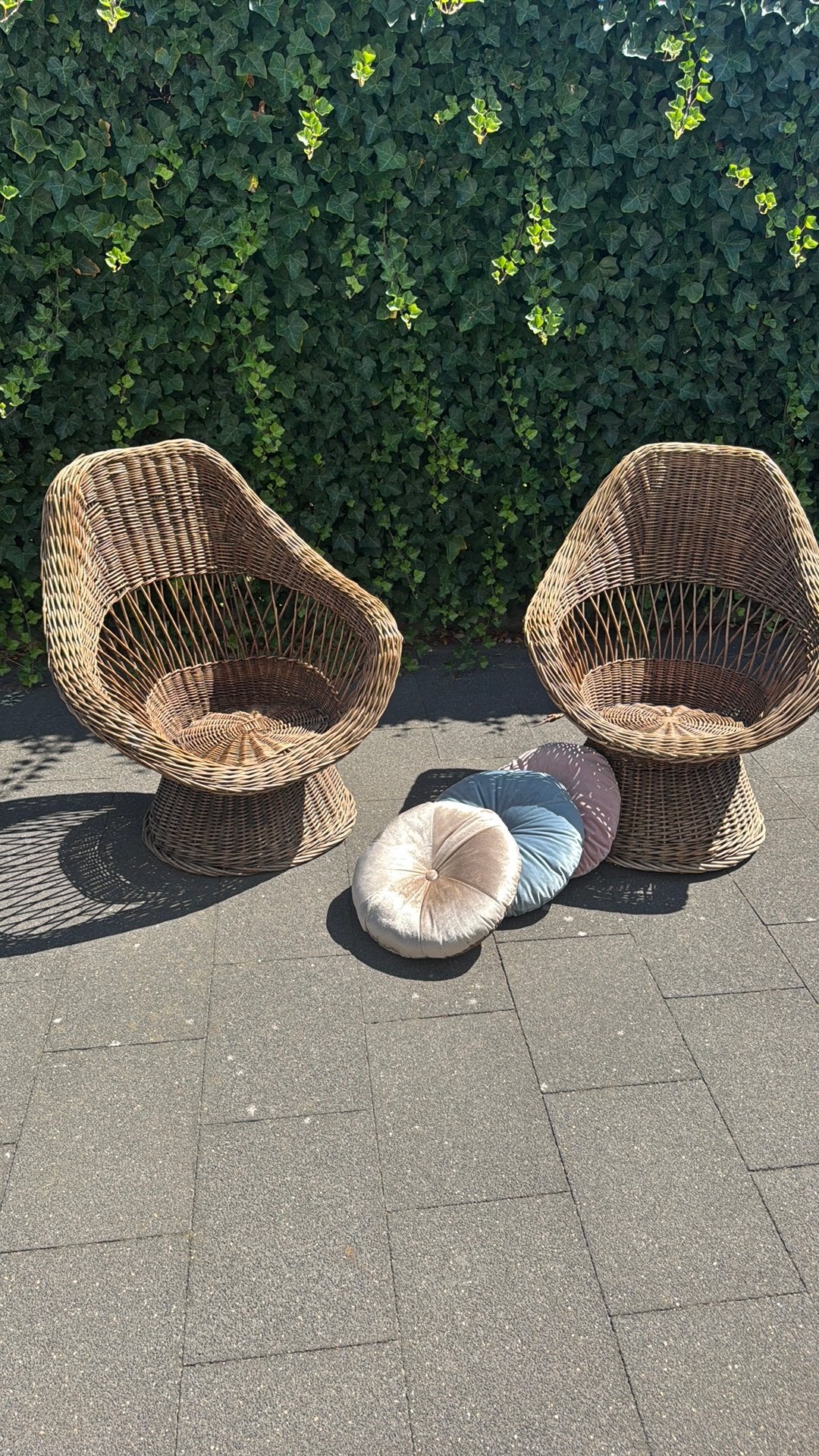 Prachtige Vintage/bohemian Rotan Kuipstoelen, Ophalen, Gebruikt, Rotan