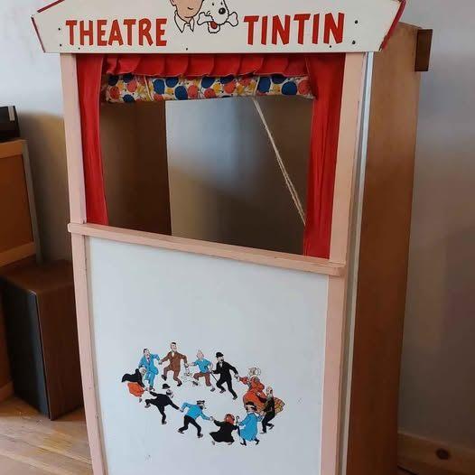 Théâtre + 6 marionnettes Tintin 1ère série, complet, vintage, Enlèvement, Tintin, Utilisé, Autres types