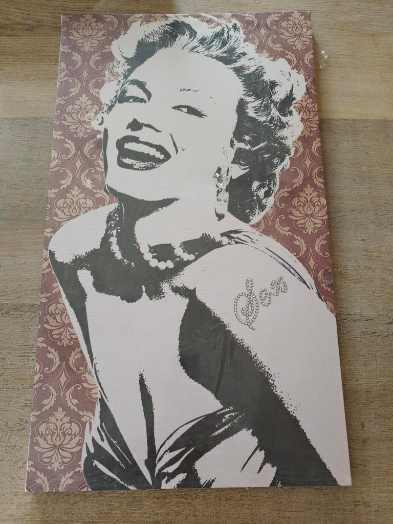 Marilyn Monroe canvas schilderij: pop-art/strass-steentjes, Ophalen of Verzenden