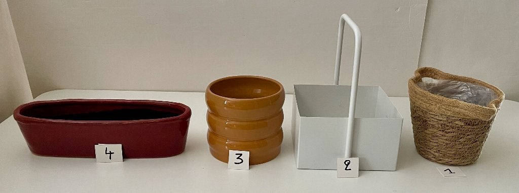 lot 4 jardinières cache pots fleurs plantes, Moins de 30 cm, Intérieur, Comme neuf, Enlèvement