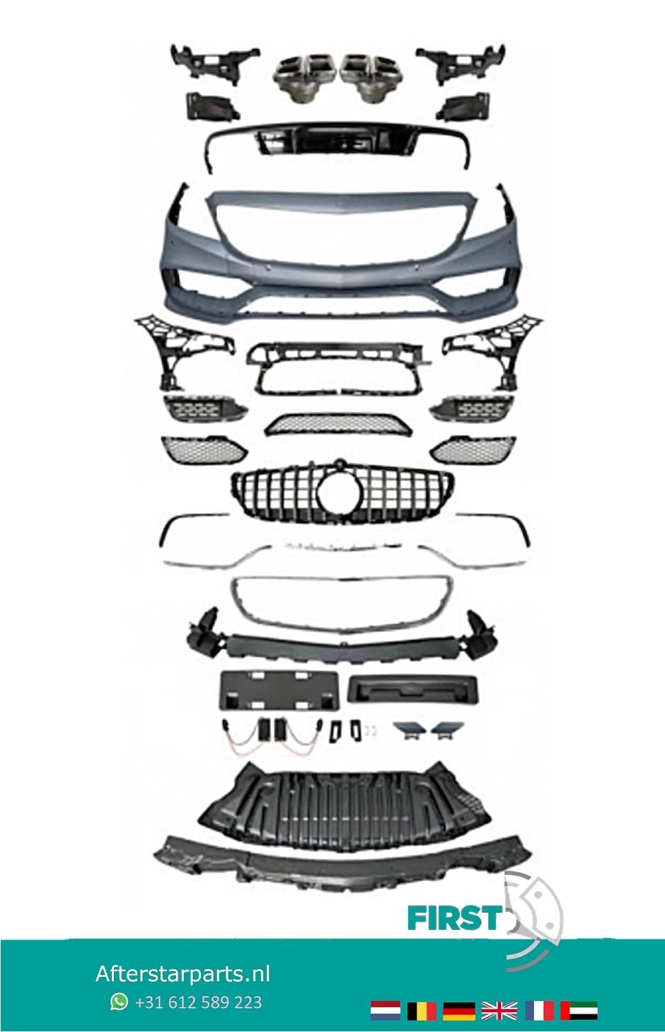 W218 CLS KLASSE AMG LOOK BODYKIT FACELIFT VOORBUMPER + ACHTE, Gebruikt, -, Ophalen of Verzenden, Bumper