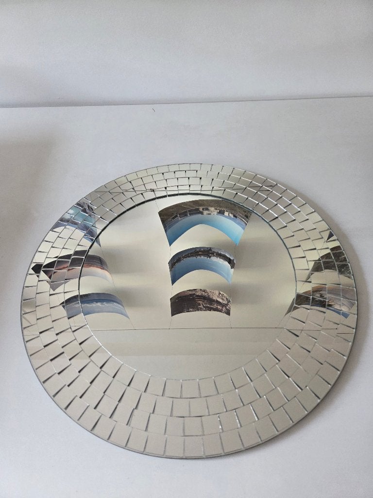 Miroir mural rond avec contour mosaïque, Maison & Meubles, Accessoires pour la Maison | Miroirs, Moins de 100 cm, Rond, Enlèvement