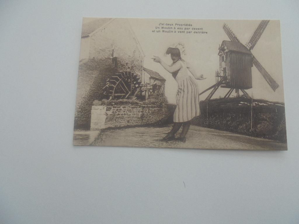 fantasiekaart met windmolen en watermolen, Verzamelen, Postkaarten | Themakaarten, Verzenden, 1920 tot 1940, Ongelopen, Overige thema's