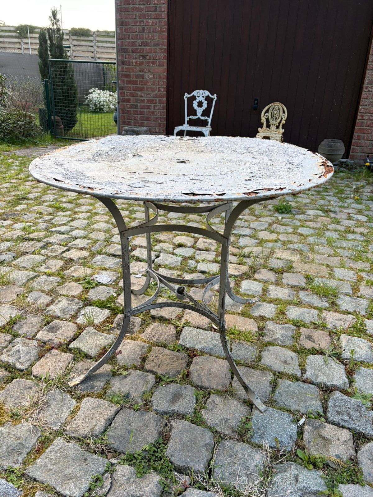 Vintage smeedijzeren tuintafel, Tuin en Terras, Ophalen, Gebruikt, Metaal