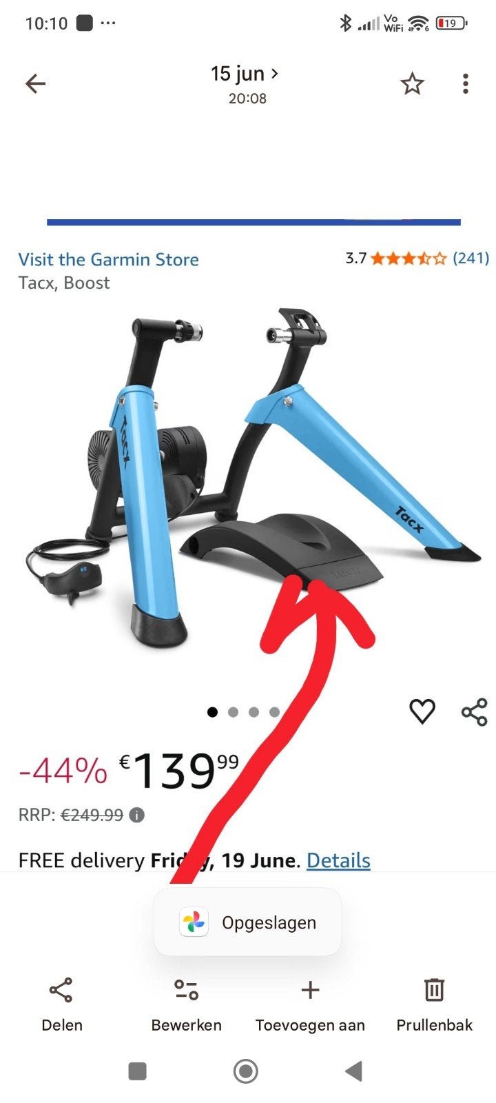 fietsrol trainer Tacx, Ophalen
