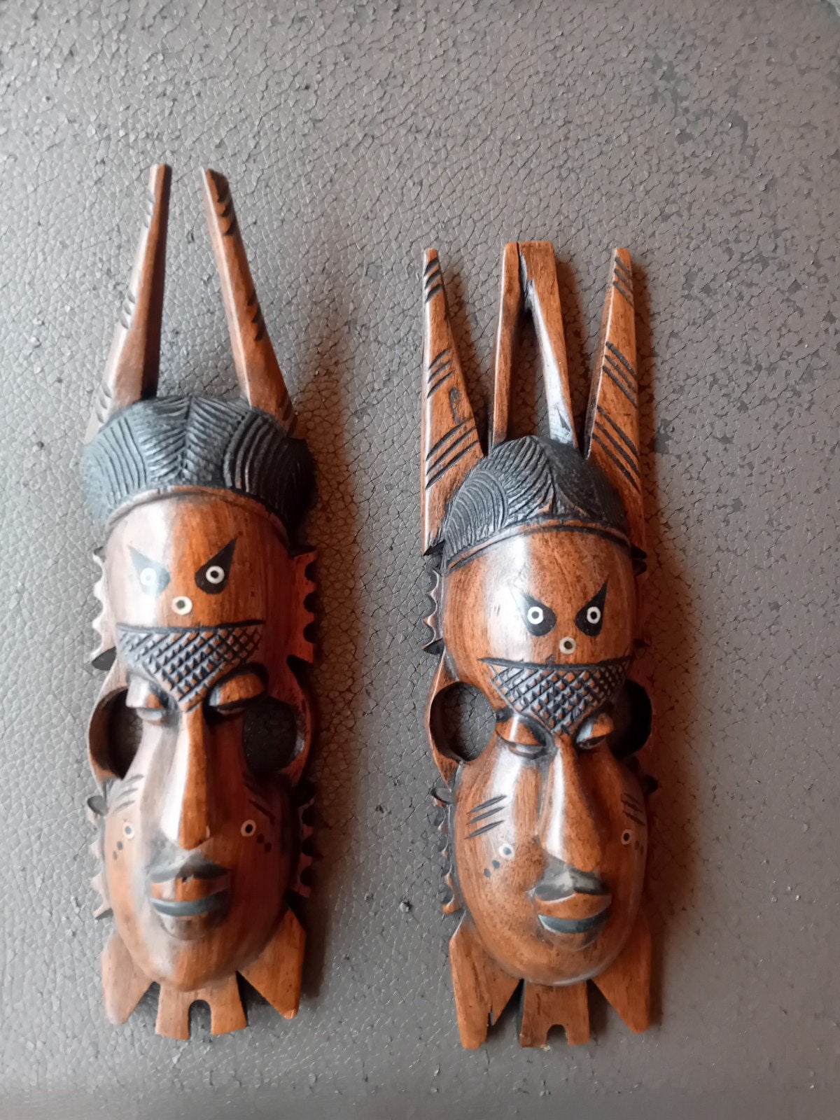 maskers uit gambia, Antiquités & Art, Afrique, Brun, Enlèvement, Masque