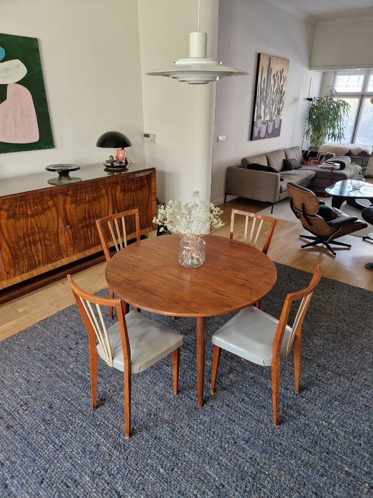 Vintage midcentury ronde eettafel | tafel | retro, Huis en Inrichting, Tafels | Eettafels, Ophalen, Gebruikt, Rond, Vintage midcentury
