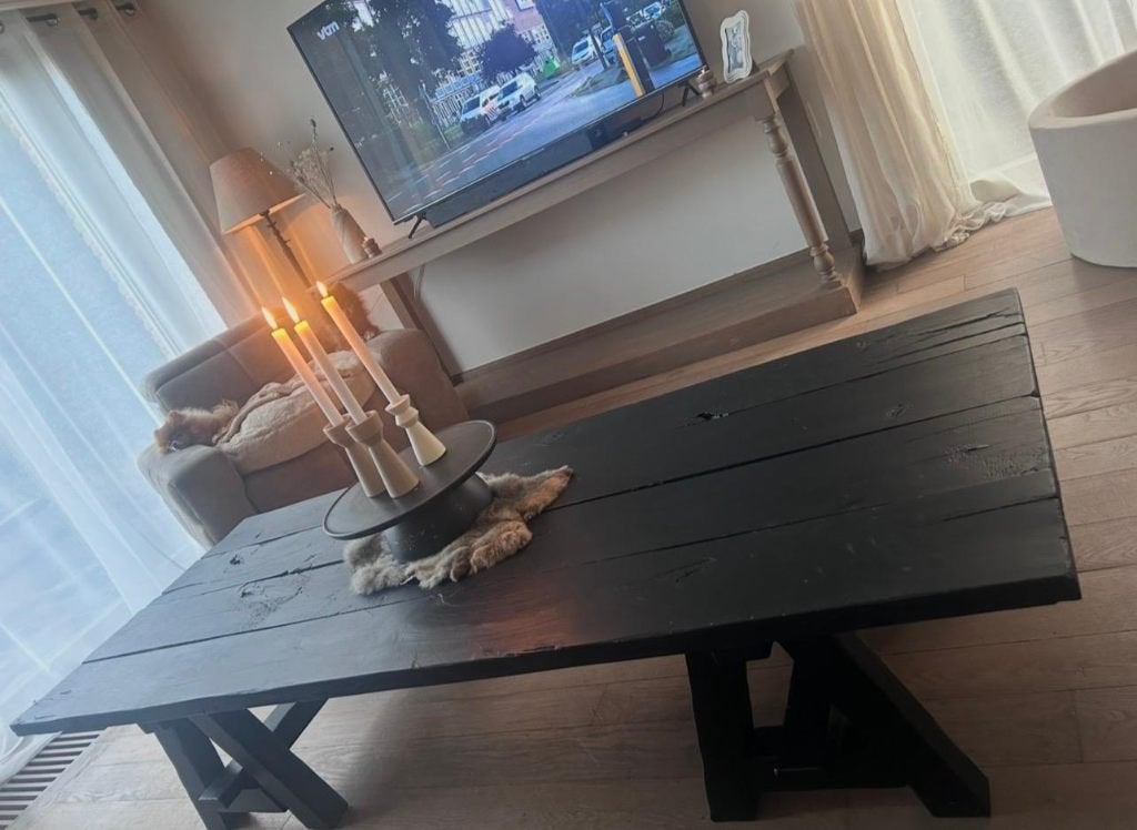 Salontafel / sidetable, Maison & Meubles, Tables | Dessertes, 25 à 50 cm, 150 à 200 cm, Enlèvement, Utilisé