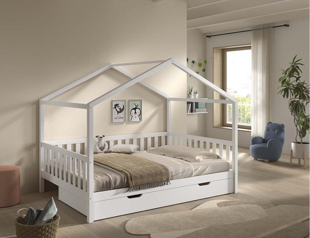 Dallas Combo 2-persoons huisbed (hoog) - 140x200 - Wit