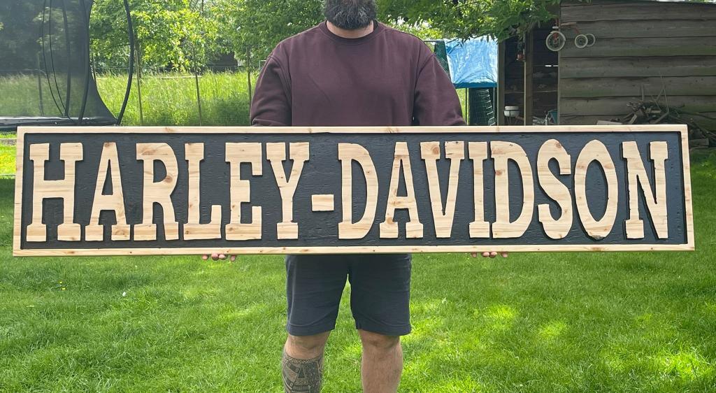 Harley-Davidson - Houten bord mancave, Motoren, Accessoires | Overige, Ophalen, Nieuw