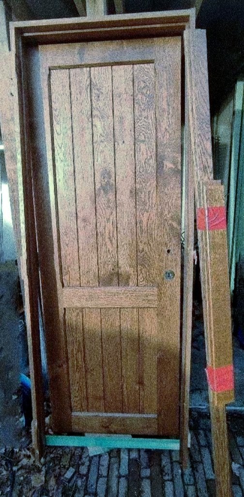 Belle porte en chêne massive avec encadrement + verrouillage, Enlèvement
