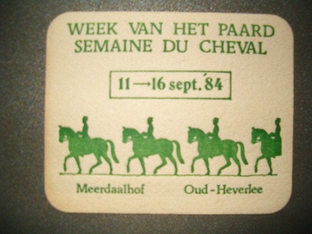 Tapis à bière Stella Artois 7 : R/V : 11-09-84 Oud-Heverlee, Enlèvement ou Envoi, Utilisé, Sous-bock, Stella Artois