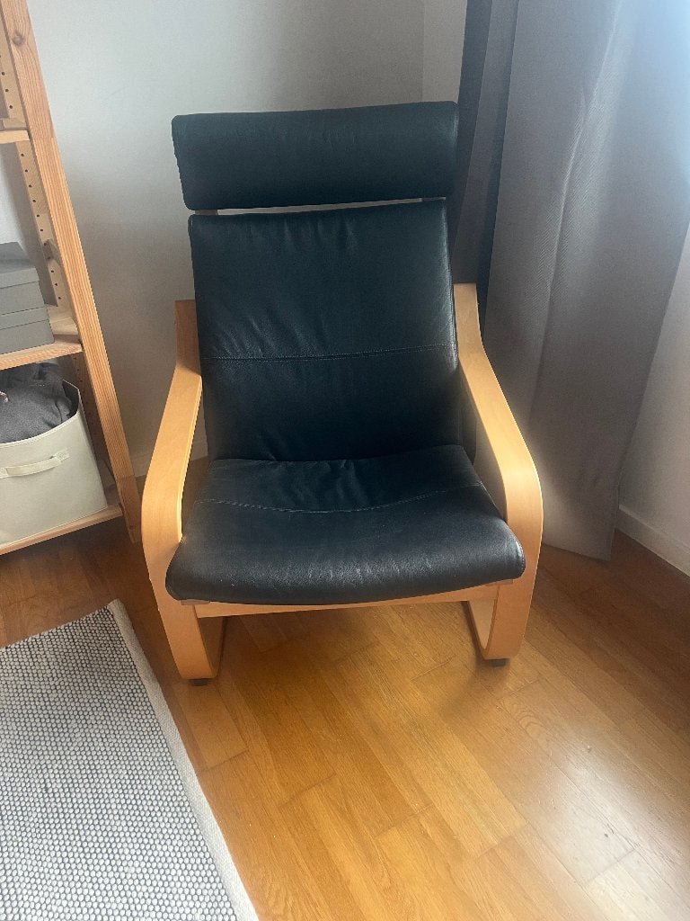 Fauteuil IKEA POÄNG - noir - très bon état, 75 à 100 cm, Comme neuf, Enlèvement, Scandinavisch modern design
