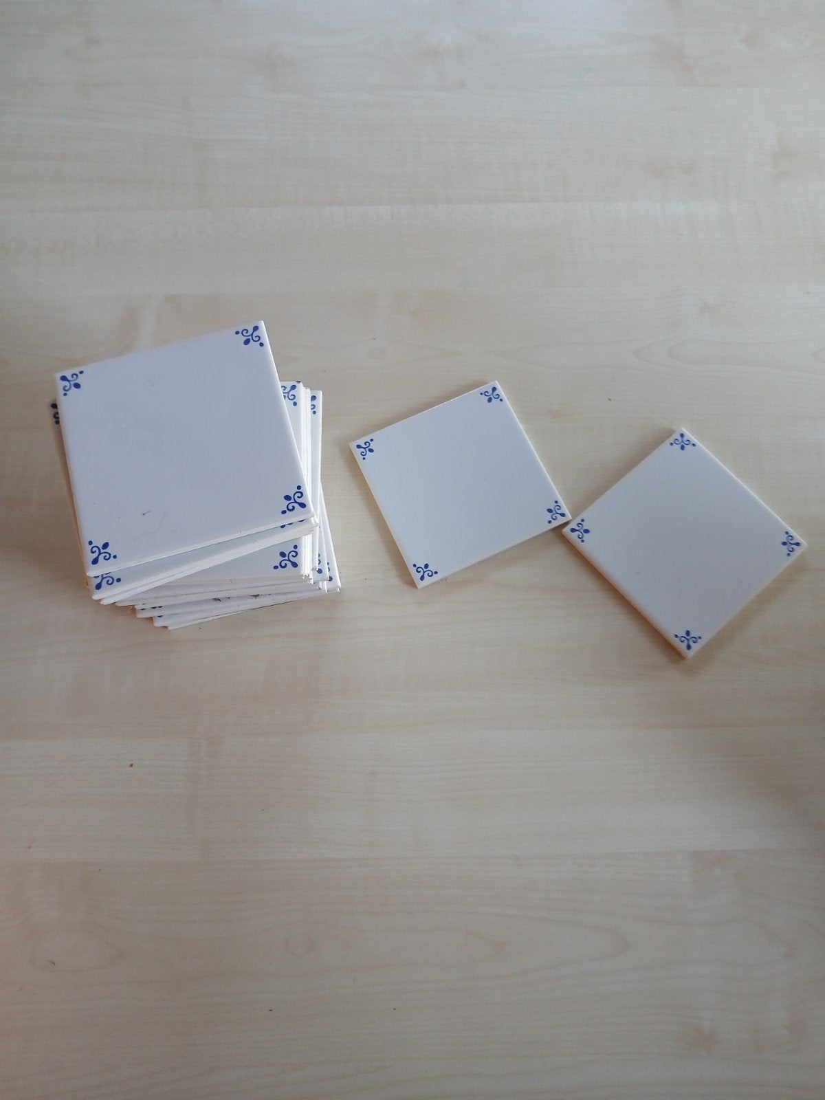 85x Vintage MOSA wandtegel wit met blauw hoekmotief - 11x11, Enlèvement