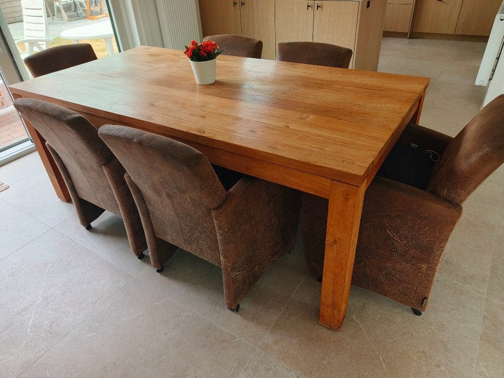 table à manger, Maison & Meubles, Teck, Massieve teak, 100 à 150 cm, Enlèvement