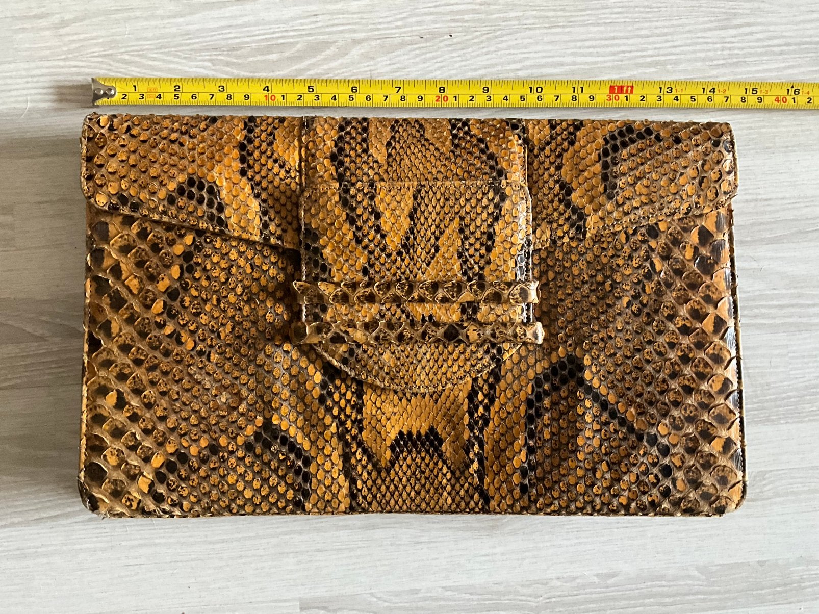 Pochette vintage exclusive en cuir Snake - pyton, Bijoux, Sacs & Beauté, Porte-monnaie & Portefeuilles, Comme neuf, Enlèvement ou Envoi