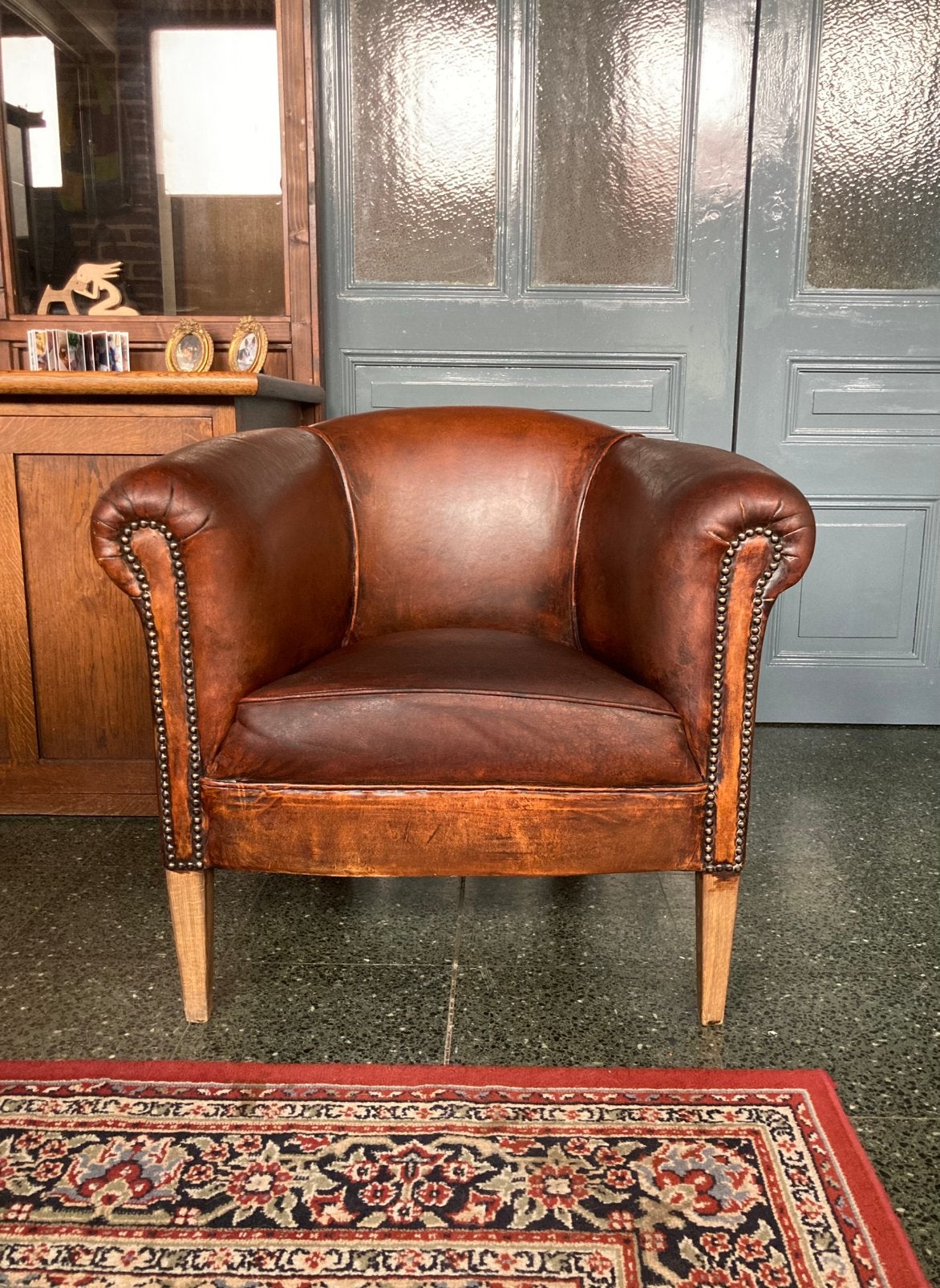 Siège club vintage en cuir de mouton, Enlèvement