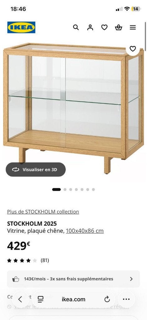 IKEA - Meuble vitrine, collection Stockholm 2025, Enlèvement, Comme neuf
