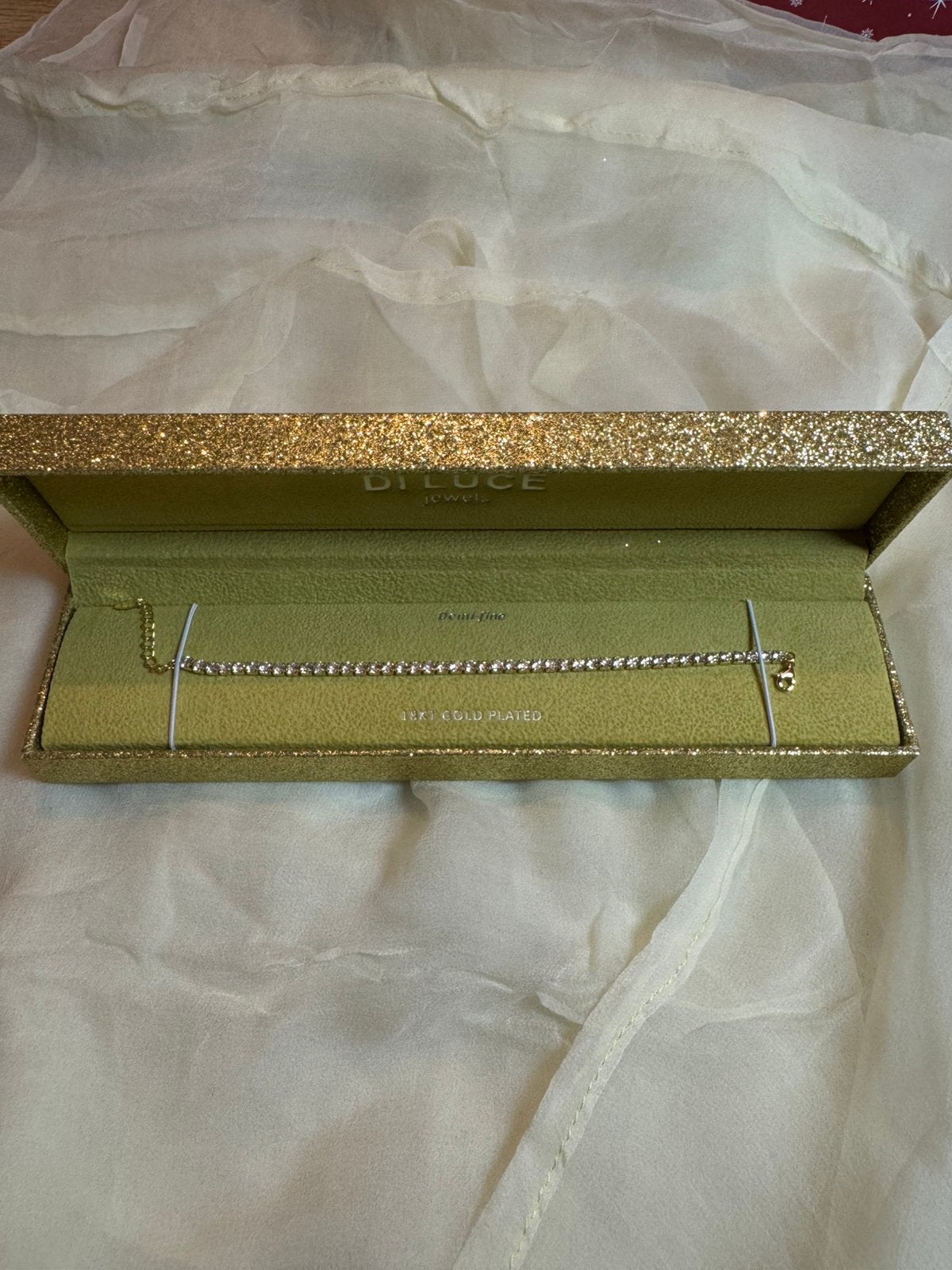 Di Luce tennisarmband 18K verguld zirkonia, nieuw in doos, Ophalen of Verzenden, Koper, Verguld