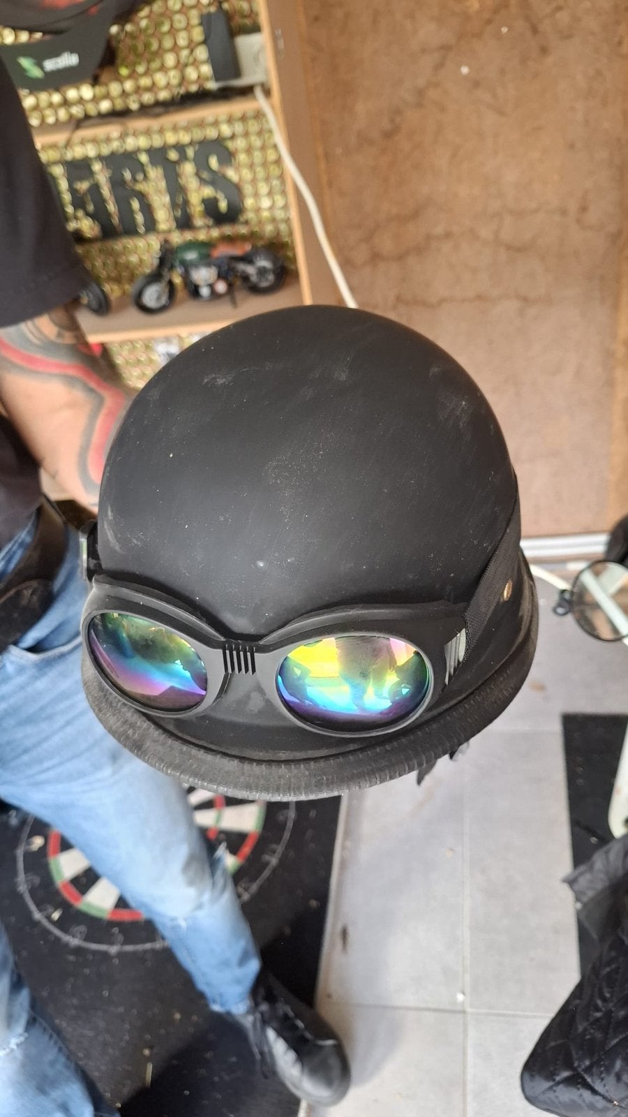 Moto helm met bril, Ophalen, Zo goed als nieuw