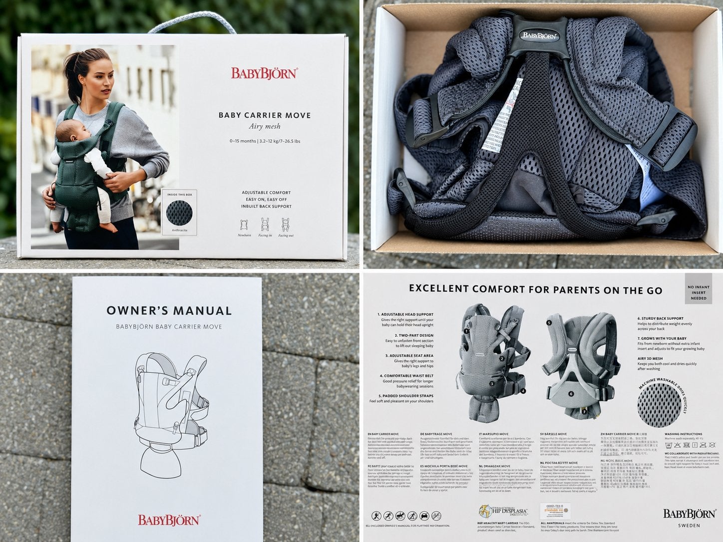 Porte-bébé BabyBjörn Baby Carrier Move Airy Mesh, Kinderen en Baby's, Ophalen, Rug, Draagzak