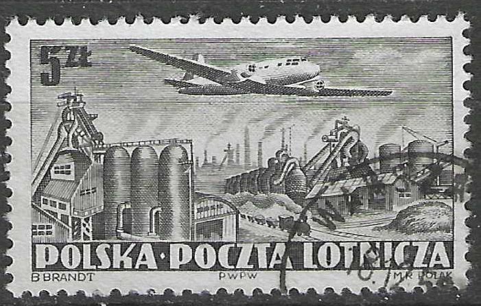 Polen 1952 - Yvert 31PA - Iliouchine en Staalfabrieken (ST), Postzegels en Munten, Postzegels | Europa | Overig, Gestempeld, Polen